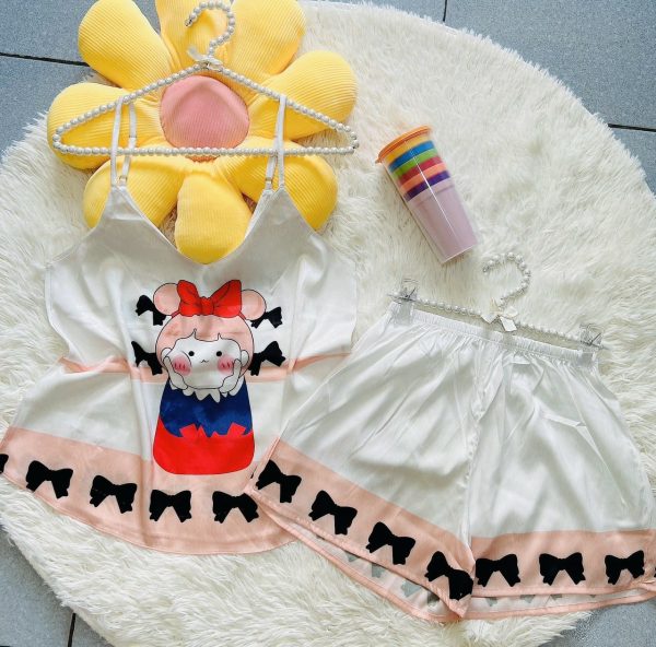 Bộ đùi lụa lattin 2 dây in hình gấu - Ảnh 6