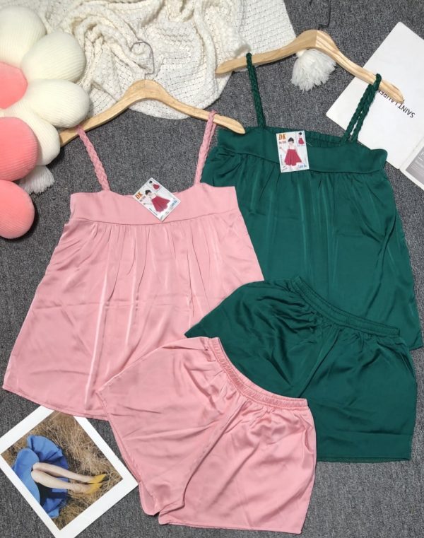 Bộ đùi 2 dây lụa lattin trơn - Ảnh 3