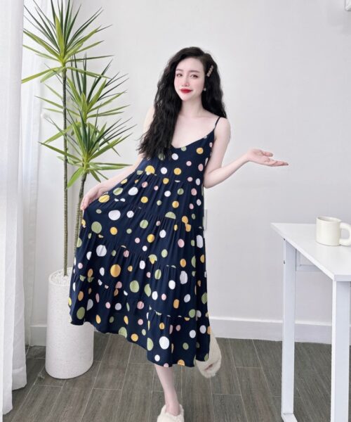 Đầm 2 dây họa tiết nhiều màu
