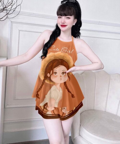 Đồ bộ đùi dây yếm lụa xước