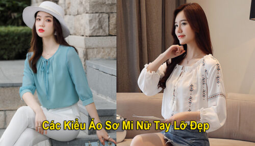 các kiểu áo sơ mi nữ tay lỡ đẹp