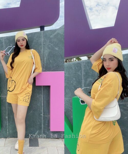 Đồ bộ đùi thun nữ in chữ