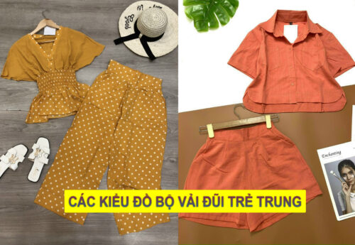kiểu đồ bộ vải đũi trẻ trung