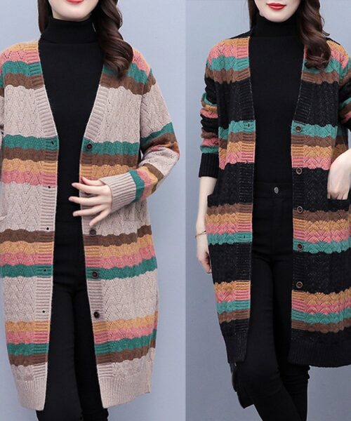 Áo Khoác len cardigan dáng dài thổ cẩm