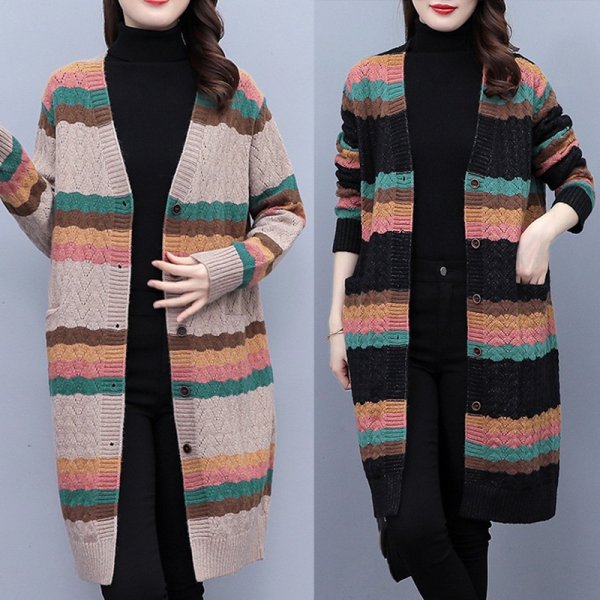 Áo Khoác len cardigan dáng dài thổ cẩm