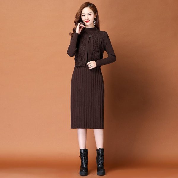 Set đầm len suông phối khoác gile 1 nút - Ảnh 14