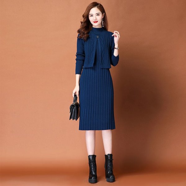 Set đầm len suông phối khoác gile 1 nút - Ảnh 13