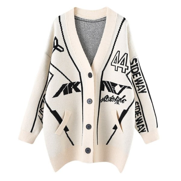 Áo Khoác len cardigan in hoa văn phối túi giả - Ảnh 5