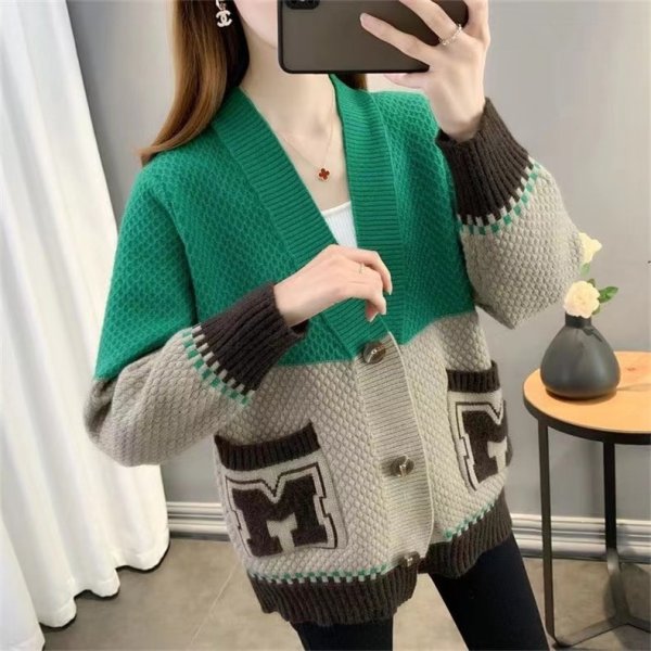 Áo Khoác len dày phối màu có túi - Ảnh 10