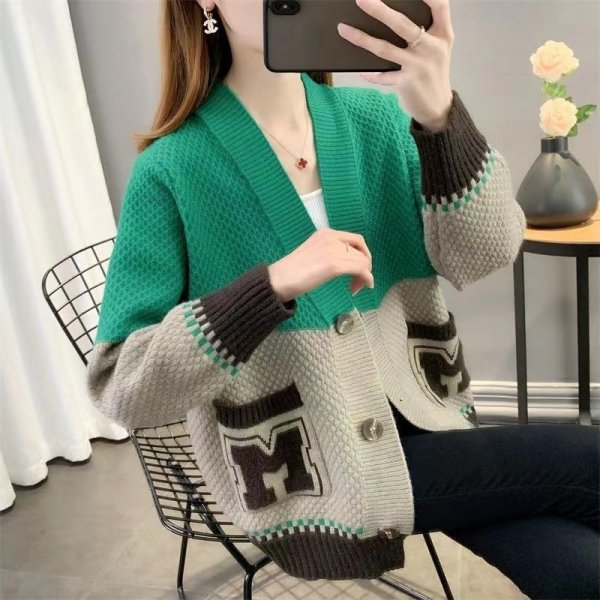 Áo Khoác len dày phối màu có túi - Ảnh 9