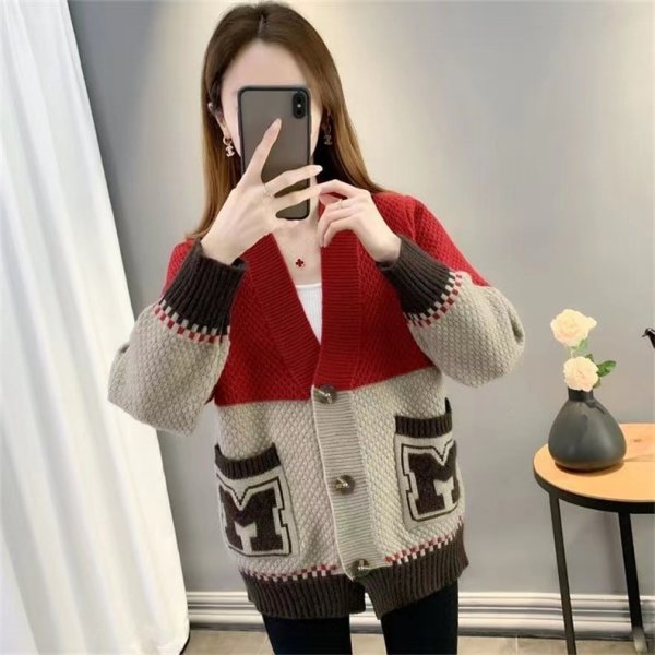Áo Khoác len dày phối màu có túi - Ảnh 6