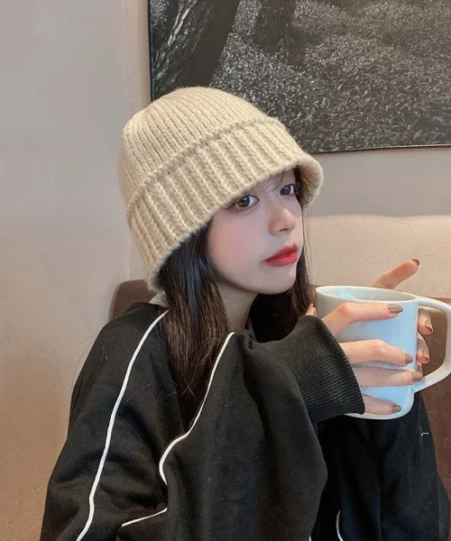 Mũ len kẻ viền trơn