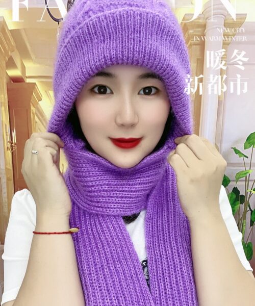 Mũ len trơn sọc dây dài