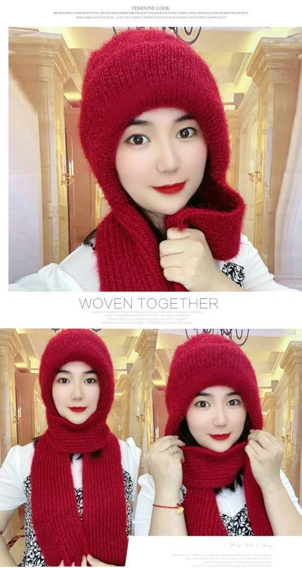 Mũ len trơn sọc dây dài - Ảnh 3