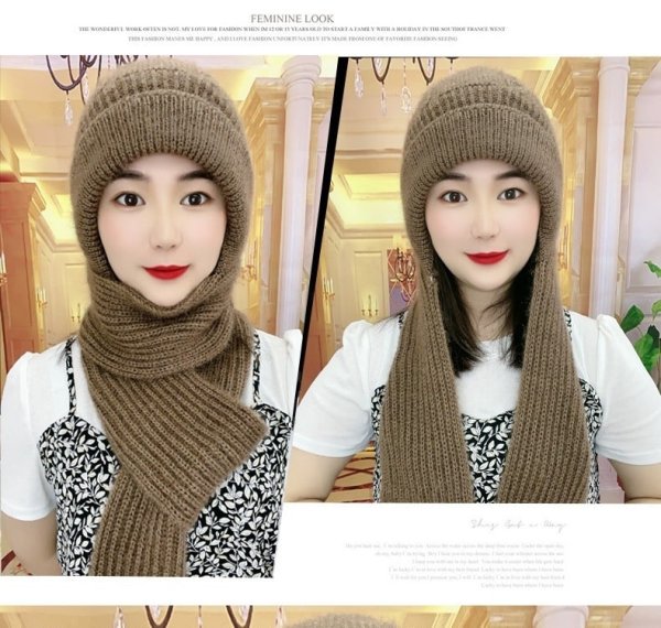 Mũ len trơn sọc dây dài - Ảnh 6