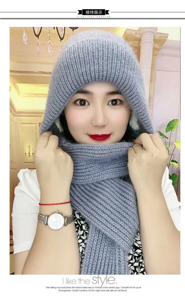 Mũ len trơn sọc dây dài - Ảnh 7