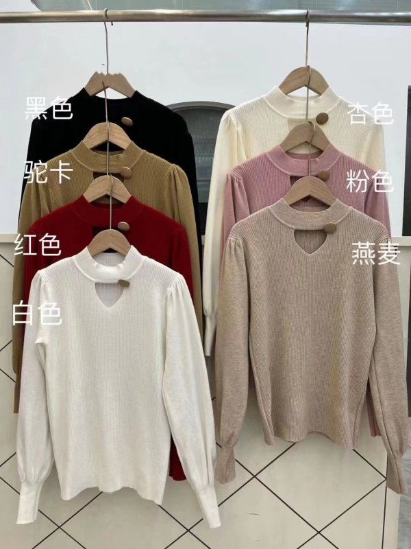 Áo len tay bồng cổ tim đính nút - Ảnh 9