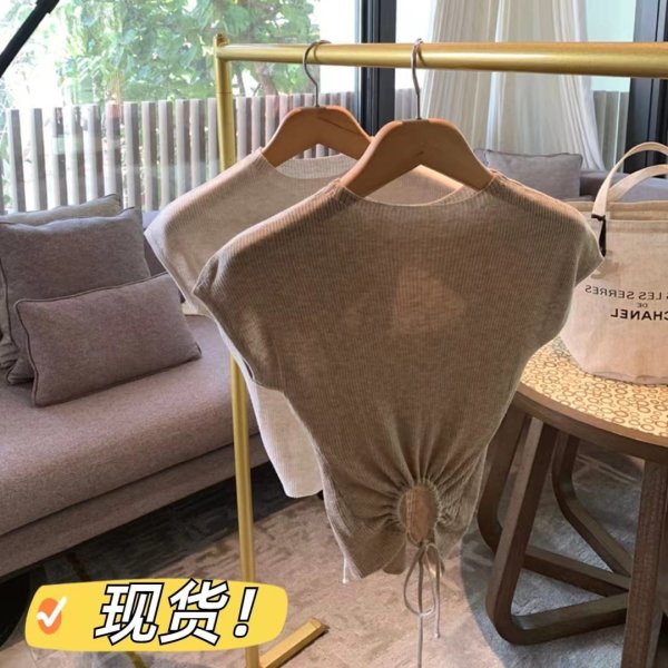 Áo len tay hến kiểu dây rút sau lưng - Ảnh 2