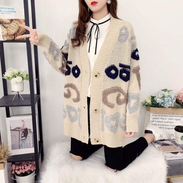 Áo Khoác len dáng dài chữ nổi IO - Ảnh 5