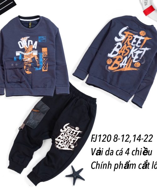 Bộ bé trai dài tay nike bóng rổ thun da cá cao cấp 4 chiều