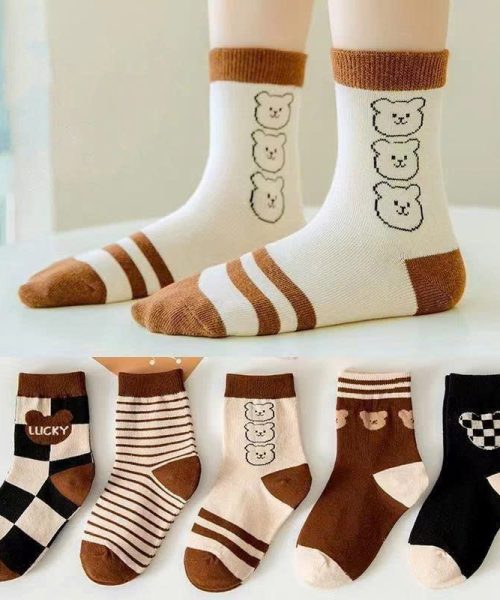 Tất trẻ em - Set 5 đôi tất cổ cao cho bé trai bé gái - Danangsale