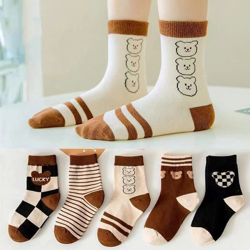 Tất trẻ em - Set 5 đôi tất cổ cao cho bé trai bé gái - Danangsale