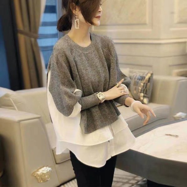 Áo len phối áo sơmi - Ảnh 3