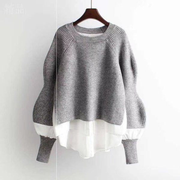 Áo len phối áo sơmi - Ảnh 5