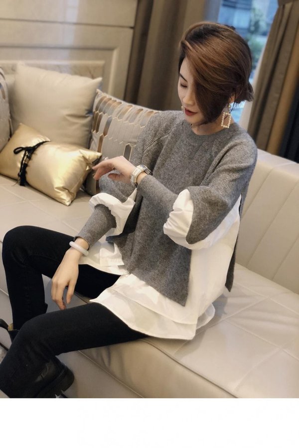 Áo len phối áo sơmi - Ảnh 6