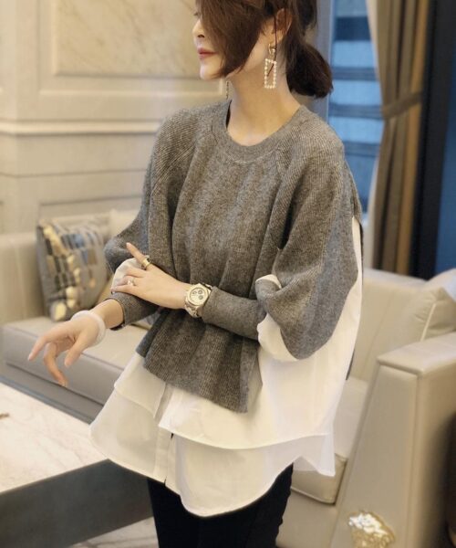 Áo len phối áo sơmi