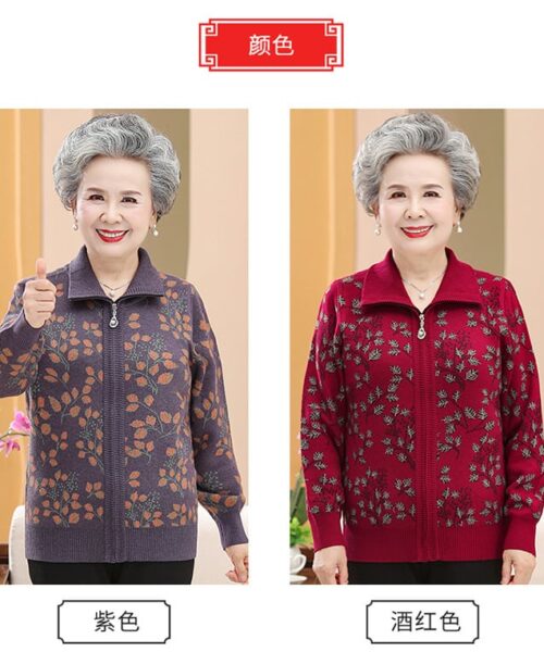 Áo khoác len dây kéo cổ bẻ