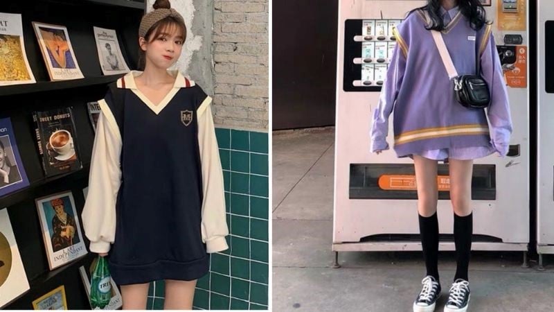 cách phối đồ với gile len đẹp