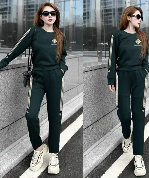 Bộ quần dài tay dài thêu chữ G phối viền