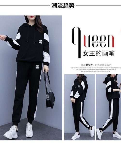 Bộ quần dài tay dài nữ có mũ in 17