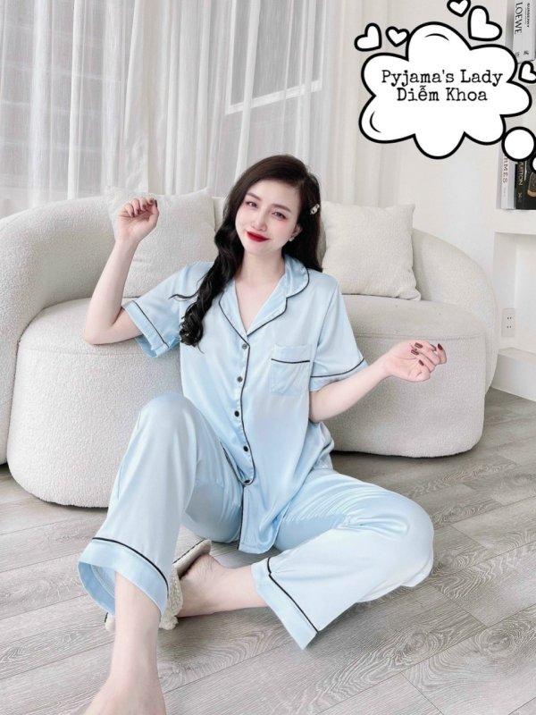 Bộ pijama lụa trơn