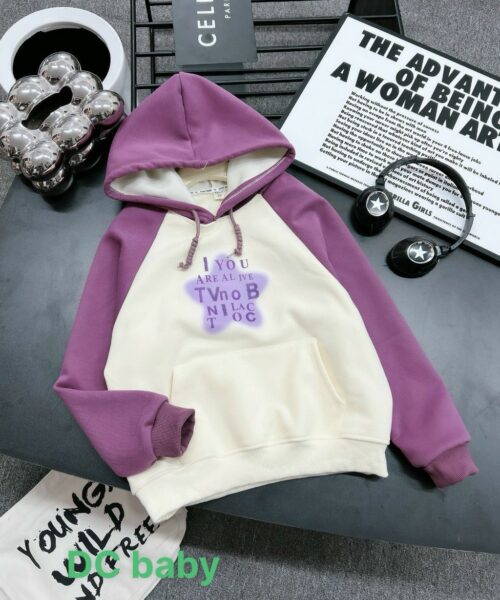 Áo Hodie nỉ lót lông cho bé gái