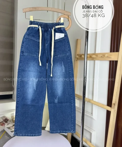 Quần jean dài ống suông bé gái 2 túi vuông