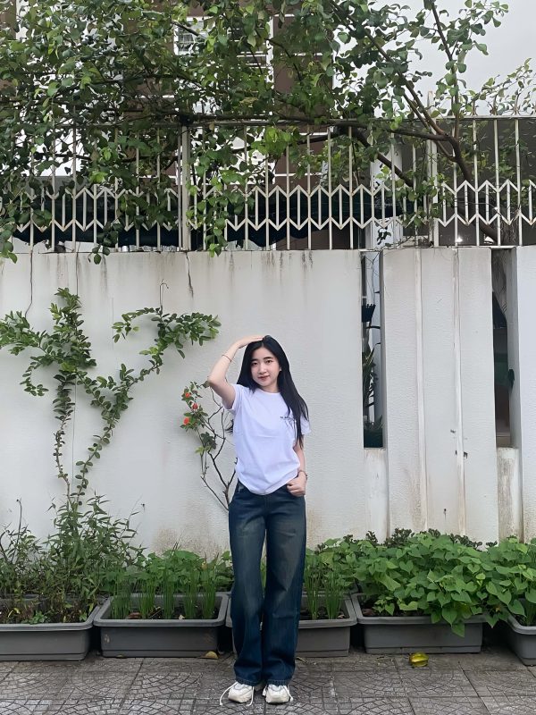 Quần jean ống suông nữ - Ảnh 3