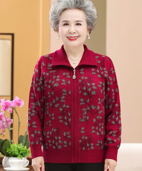 Áo khoác len nữ trung niên hoạ tiết cao cấp