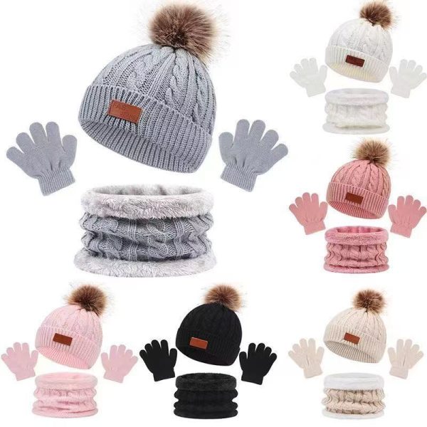 Set mũ len 3 món - Mũ len - Khăn ống - Bao tay cho bé