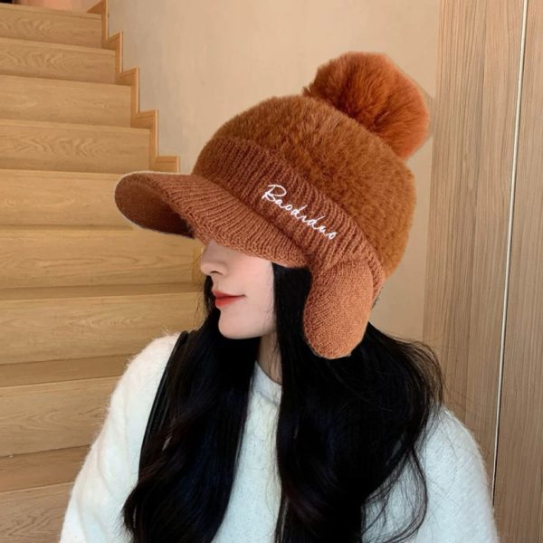 Mũ len lưỡi trai dệt kim bảo vệ tai - Ảnh 5