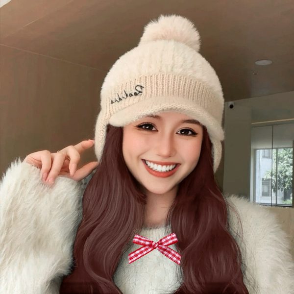 Mũ len lưỡi trai dệt kim bảo vệ tai - Ảnh 3