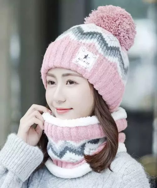 Set mũ len 2 món họa tiết thổ cẩm