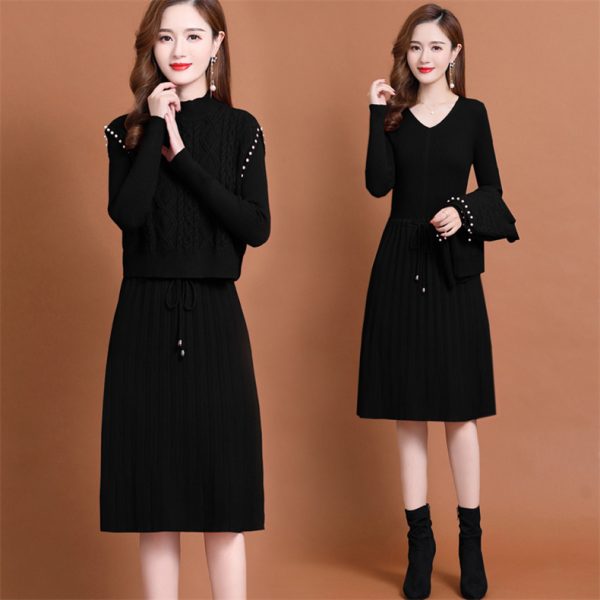 Set đầm len suông phối gile - Ảnh 2