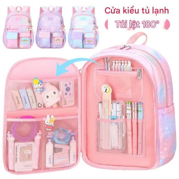 Balo học sinh cấp 1, cấp 2 - Cặp đi học cho bé, chống gù lưng, chống thấm hình cầu vồng đáng yêu - Mẫu 5 - Danangsale (Sao chép) - Ảnh 5