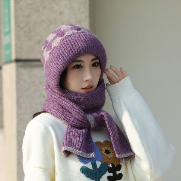 Mũ len caro phối khăn mảnh - Ảnh 6