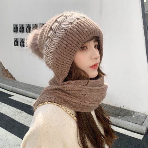 Mũ len sọc phối khăn mảnh - Ảnh 6