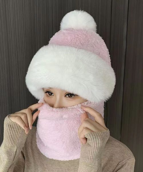 Mũ len phối lông trùm tai