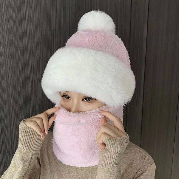 Mũ len phối lông trùm tai