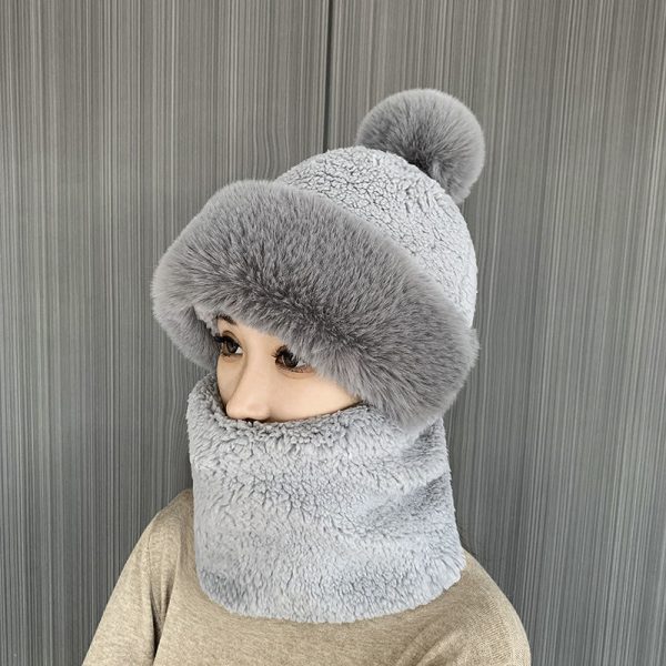 Mũ len trùm đầu chống gió phối viền lông - Ảnh 2
